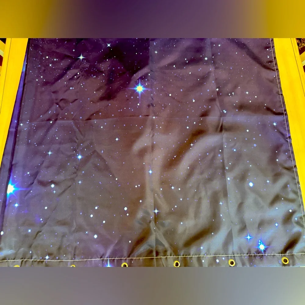 Moon & Star Night Sky Galaxy Shower Curtain - Dark Blue Navy Black - 70” x 70”
